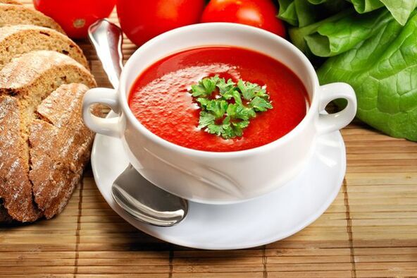 The menu of the drinking diet can be varied with tomato soup